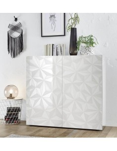 Madia 2 ante con serigrafia geometrica Bianco laccato