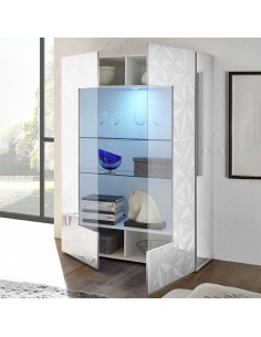 Vetrina 2 ante con serigrafia geometrica Bianco laccato (Led esclusi) 2