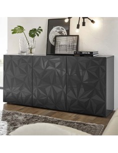 Madia 3 ante con serigrafia geometrica Grigio laccato