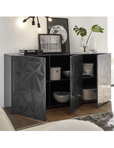 Madia 3 ante con serigrafia geometrica Grigio laccato 2