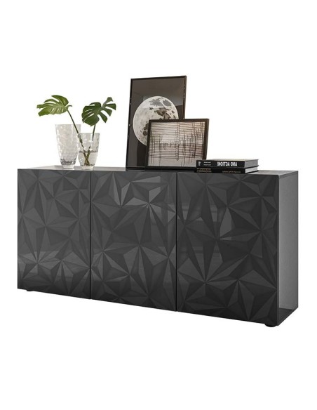 Madia 3 ante con serigrafia geometrica Grigio laccato