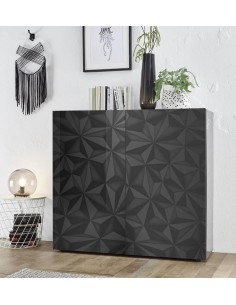 Madia 2 ante con serigrafia geometrica Grigio laccato