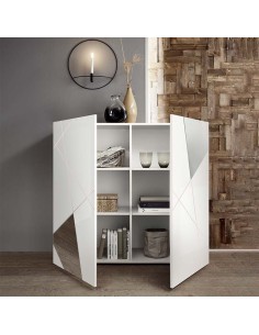 Madia 2 ante serigrafate con specchi Bianco laccato 2