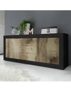 Madia 2 ante - 3 cassetti centrali Nero/Pero