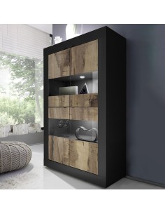 Vetrina 4 ante Nero / Pero (Led escluso)