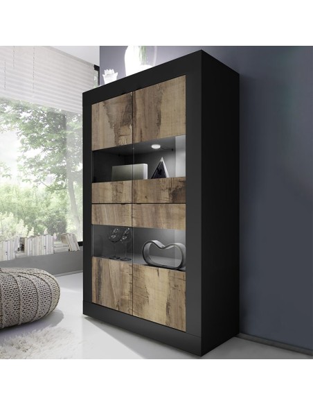 Vetrina 4 ante Nero / Pero (Led escluso)