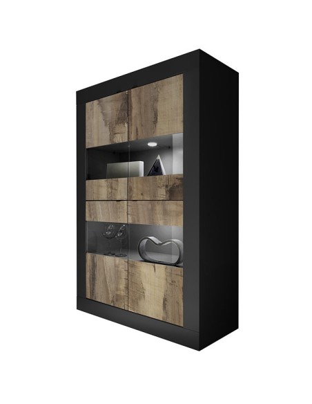 Vetrina 4 ante Nero / Pero (Led escluso)