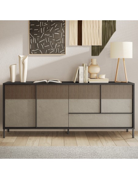 Madia 4 ante - 1 cassetto Lava - Argilla - Mercure