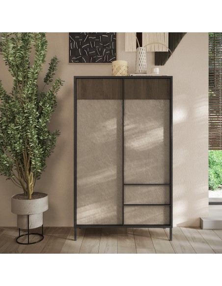 Madia 2 ante - 2 cassetti alta Lava - Argilla - Mercure