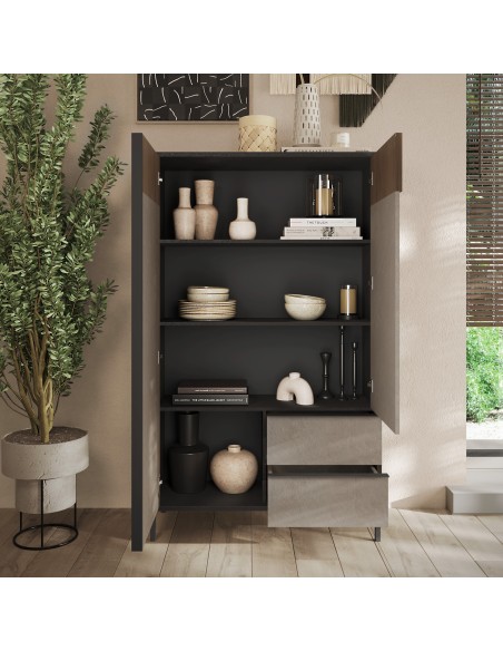 Madia 2 ante - 2 cassetti alta Lava - Argilla - Mercure