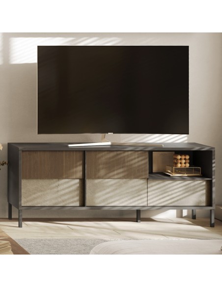 Porta TV 2 ante - 1 cassetto Lava - Argilla - Mercure