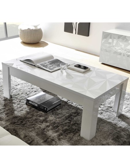 Tavolino soggiorno con top serigrafato Bianco laccato