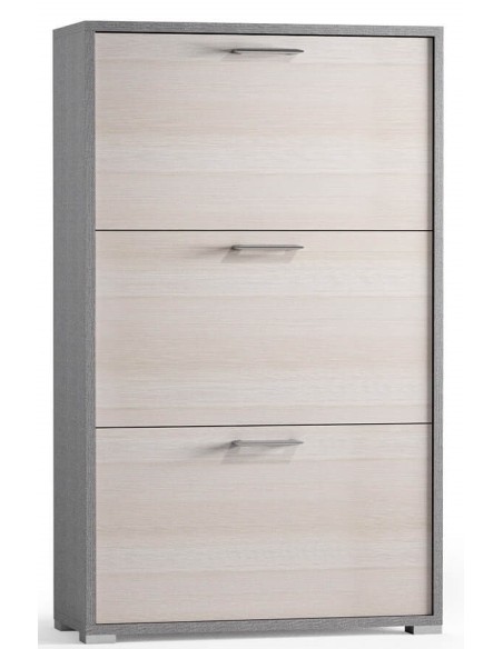 Scarpiera 3 ribalte Doppia profondità / Doppia capienza  Tessuto / Larice