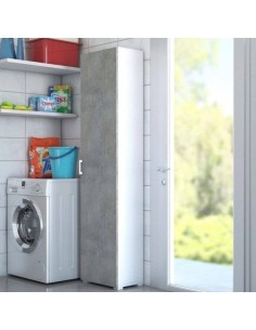 Colonna multiuso 1 anta Bianco venato/Cemento 2