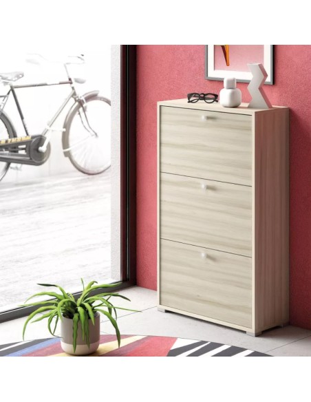 Scarpiera 3 ribalte Doppia profondità / Doppia capienza Olmo