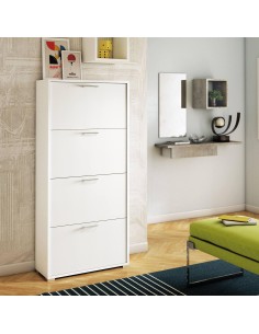 Scarpiera 4 ribalte doppia capienza / doppia profondità Bianco venato