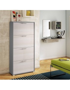 Scarpiera 4 ribalte doppia capienza / doppia profondità Tessuto / Larice