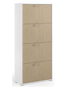 Scarpiera 4 ribalte doppia capienza / doppia profondità Bianco venato / Cannettè chiaro 2