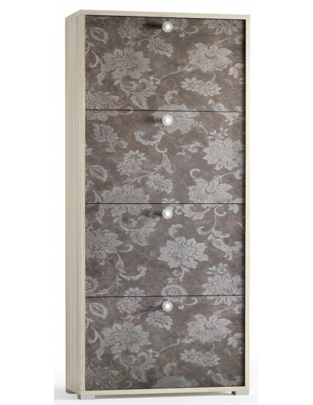 Scarpiera 4 ante doppia capienza / doppia profondità Olmo/Fiore