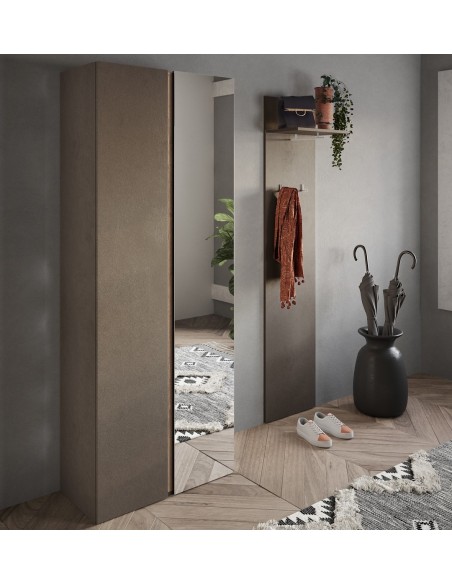 Mobile ingresso scarpiera con anta a specchio Bronzo