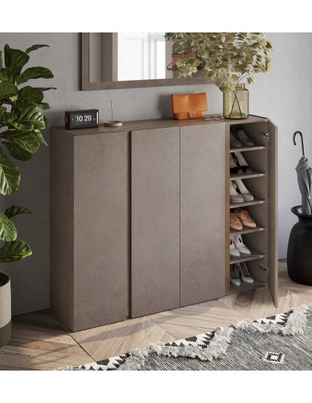 Madia / scarpiera ingresso 4 ante 10 ripiani interni Bronzo