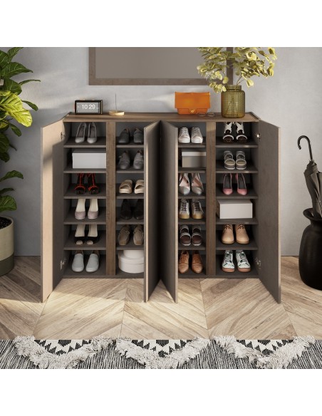 Madia / scarpiera ingresso 4 ante 10 ripiani interni Bronzo