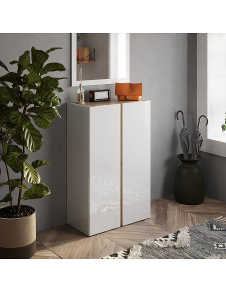 Mobile ingresso scarpiera 2 ante Bianco laccato / Rovere kadiz