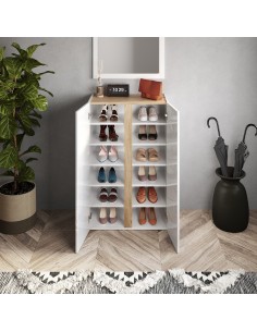 Mobile ingresso scarpiera 2 ante Bianco laccato / Rovere kadiz 2