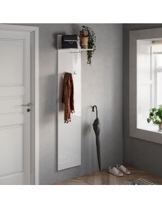 Pannello ingresso appendiabiti con 2 ganci appendiabiti Bianco laccato
