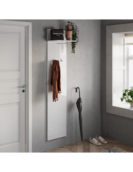 Pannello ingresso appendiabiti con 2 ganci appendiabiti Bianco laccato