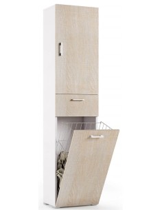 Colonna con cestello portabiancheria Bianco venato/Rovere