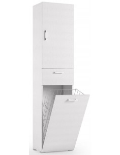 Colonna con cestello portabiancheria Bianco venato 1 anta - 1 cassetto - 1 cestello