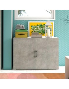 Mobile basso 2 ante Bianco venato/cemento