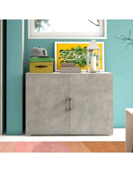 Mobile basso 2 ante Bianco venato/cemento