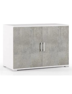 Mobile basso 2 ante Bianco venato/cemento 2