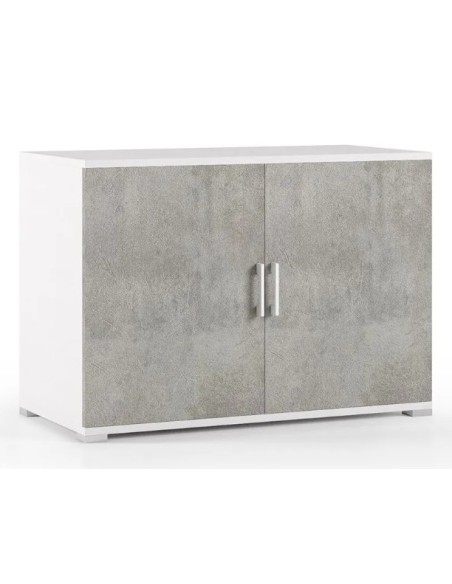Mobile basso 2 ante Bianco venato/cemento