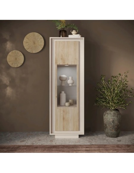 Vetrina 1 anta Cashmere/Rovere kadiz