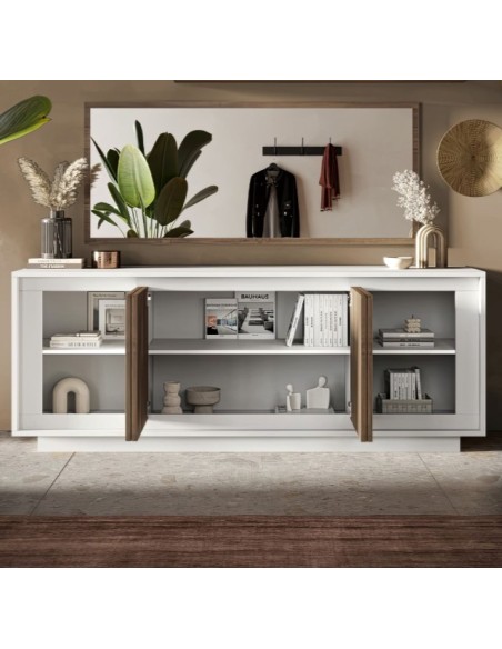 Madia 4 ante Bianco opaco/Mercure