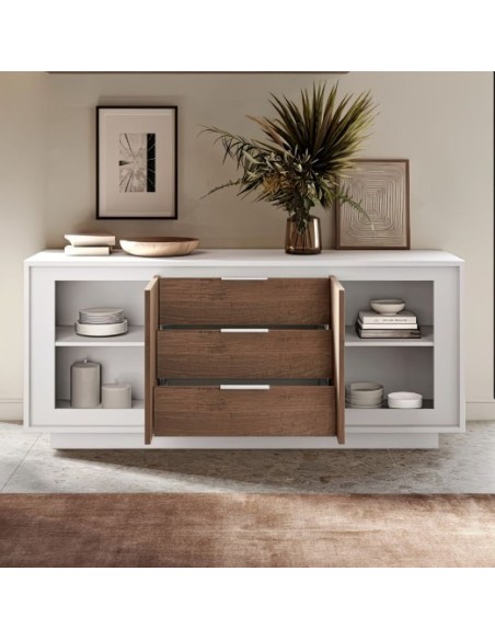 Madia 2 ante - 3 cassetti Bianco opaco/Mercure