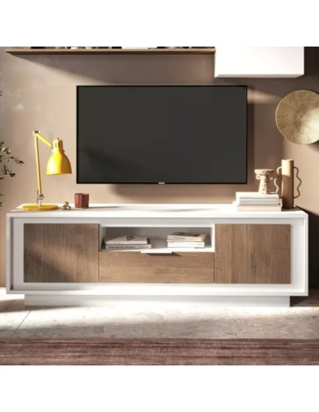 Porta TV 2 ante - 1 cassetto Bianco opaco/Mercure