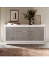 Madia 2 ante - 3 cassetti Bianco opaco/Cemento