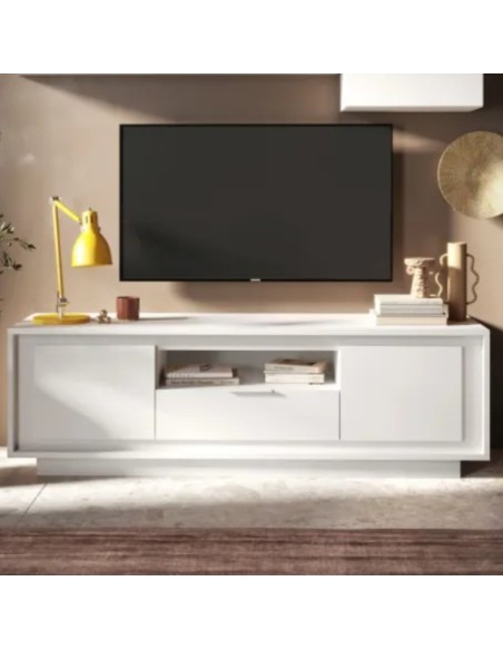 Porta TV  2 ante - 1 cassetto Bianco opaco