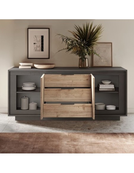 Madia 2 ante - 3 cassetti Lava/Rovere kadiz