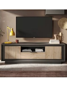 Porta TV 2 ante - 1 cassetto Lava/Rovere kadiz