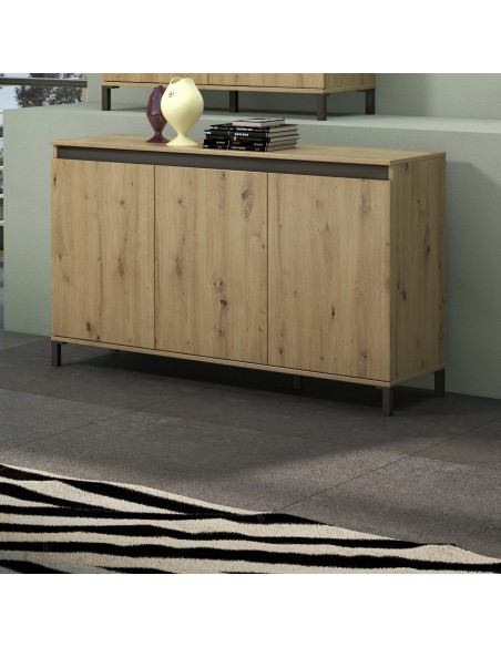 Madia 3 ante Rovere artisan su piedini