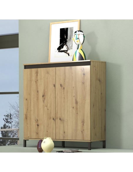 Credenza 2 ante Rovere artisan su piedini (Versione alta)