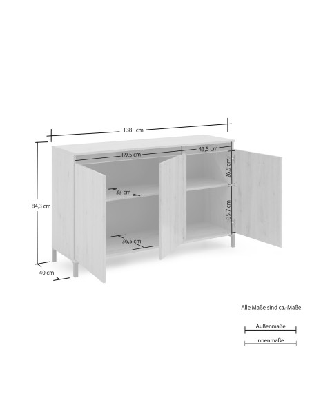 Madia 3 ante Rovere artisan su piedini