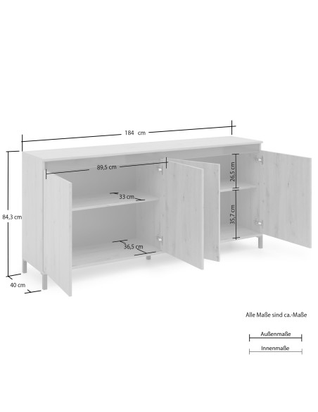 Madia 4 ante Rovere artisan su piedini