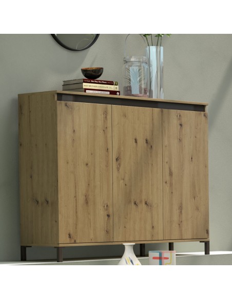Credenza 3 ante Rovere artisan su piedini (Versione alta)