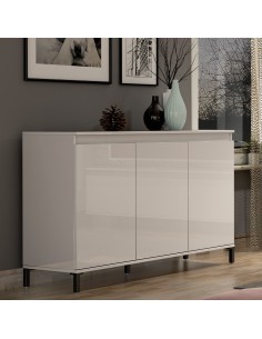 Madia 3 ante bianco laccato lucido su piedi 2